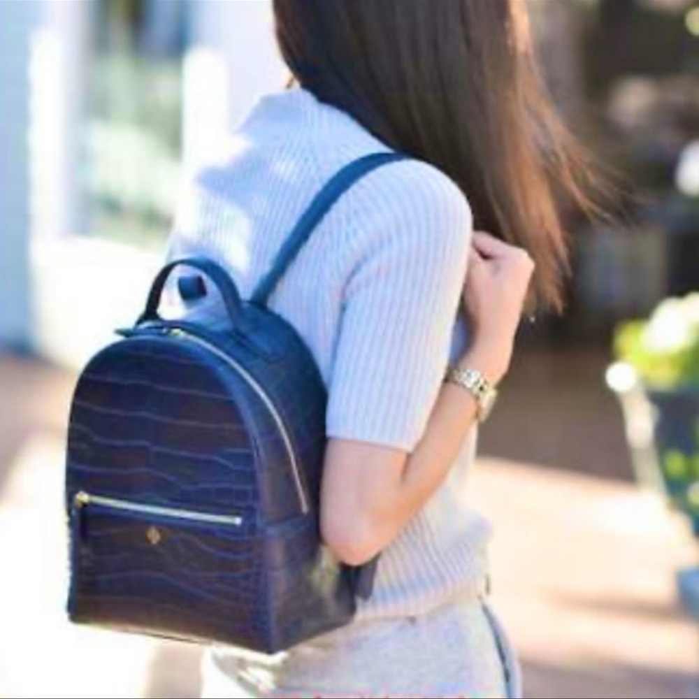 Tory Burch Croc - Embossed Mini Leather Backpack - Picture 7 of 14